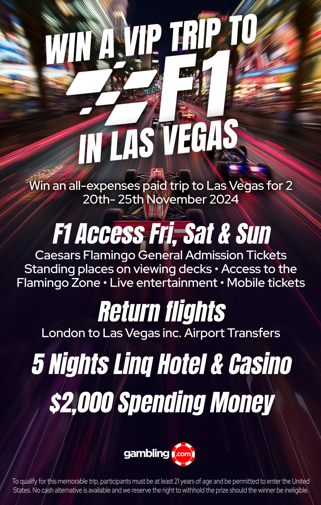 win a VIP trip to the Las Vegas Grand Prix with Gambling.com