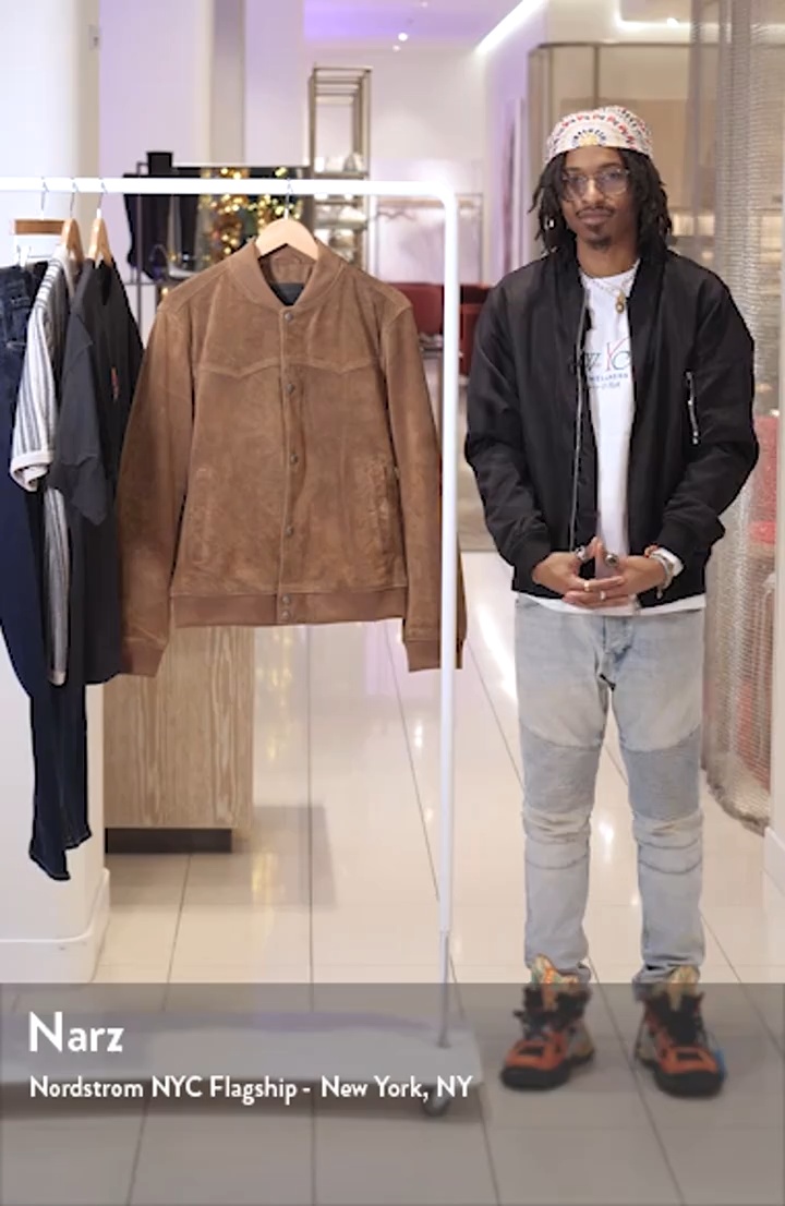 AllSaints Stafford Suede Bomber Jacket | Nordstrom