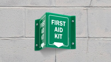 First Aid Kit with Down Arrow Sign