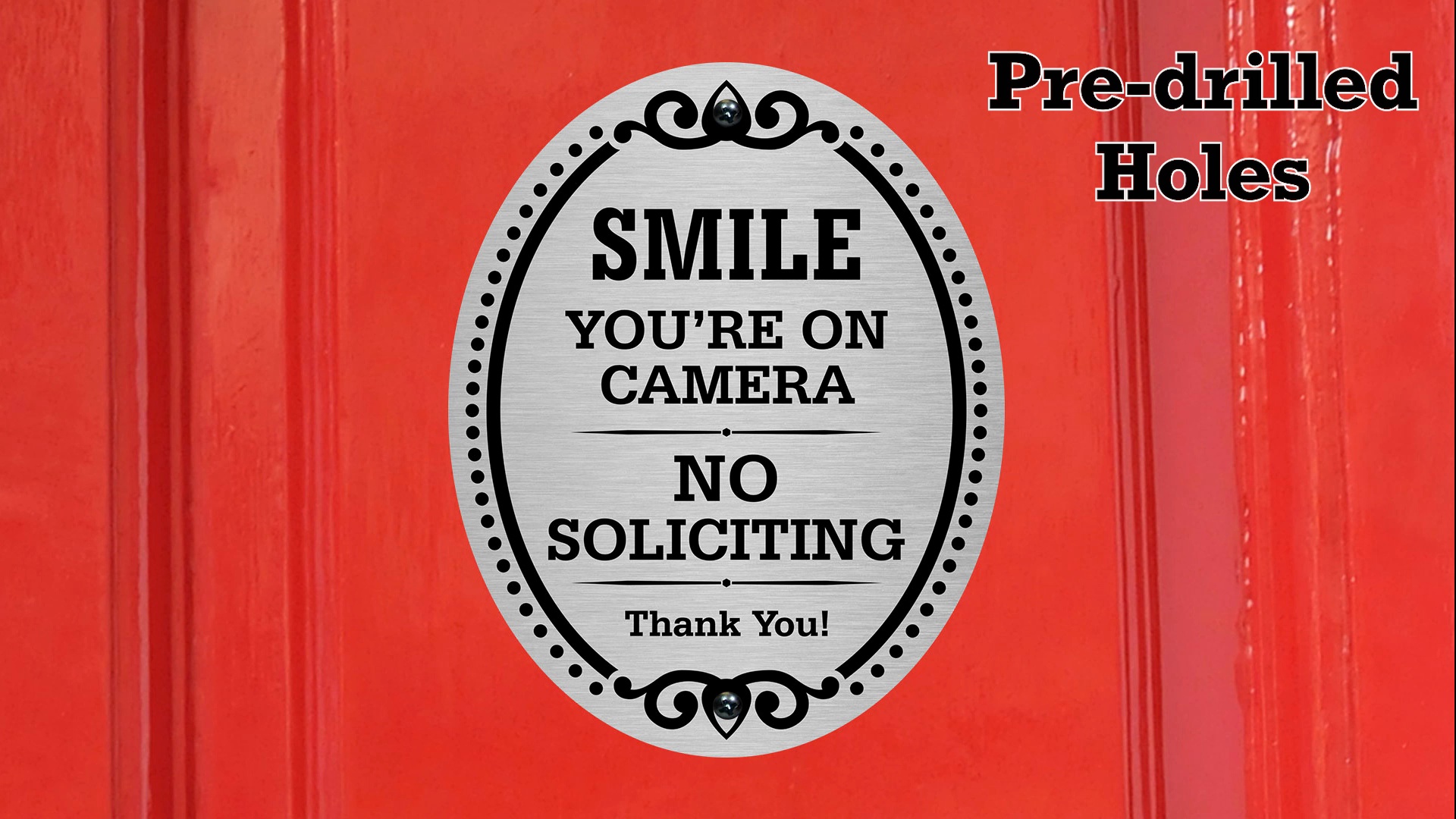 Smile You're On Camera Diamond Plate Oval Signs