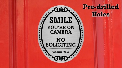 No Soliciting Thank You DiamondPlate Door Sign