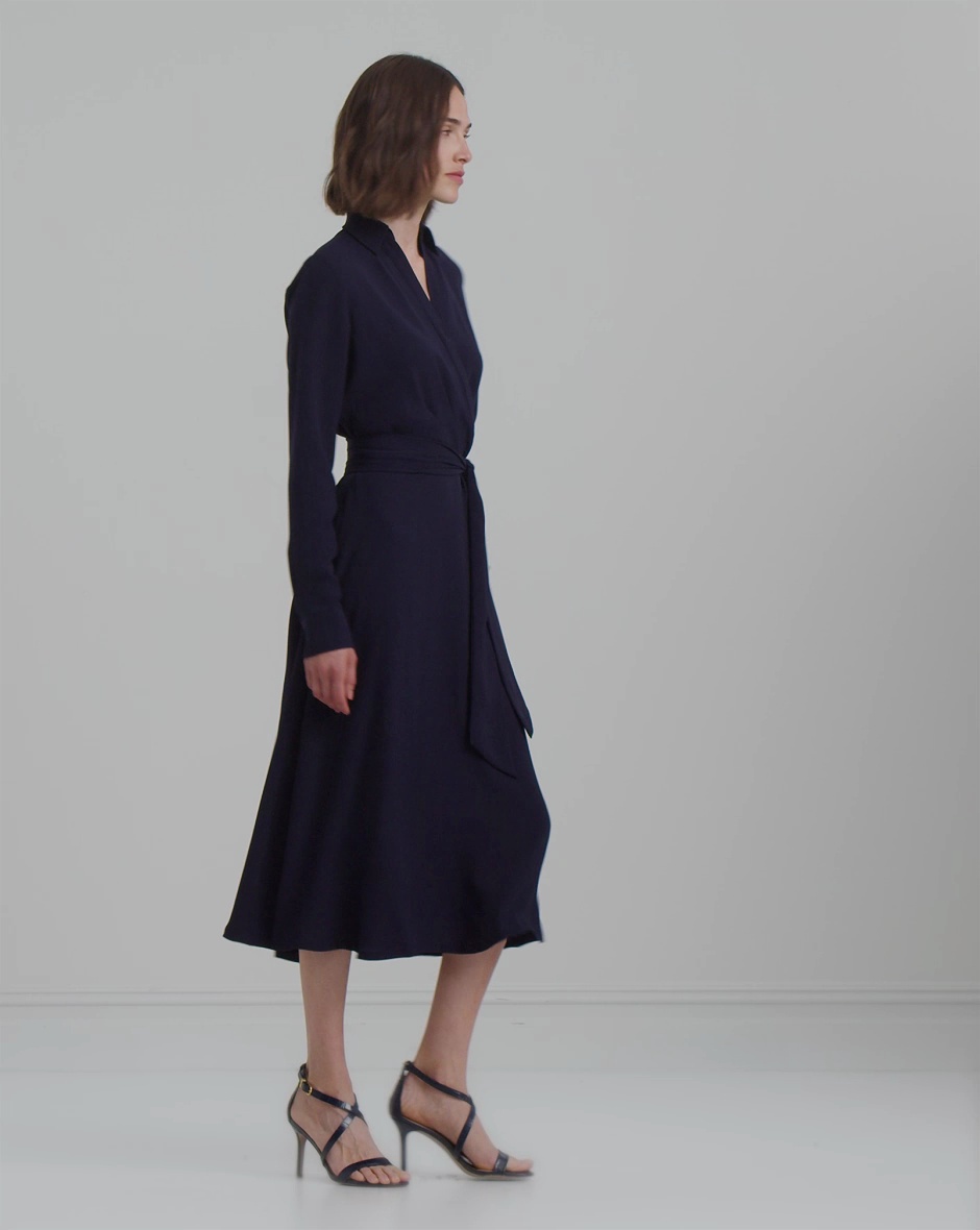 Lauren Ralph Lauren Surplice Long Sleeve Georgette Midi