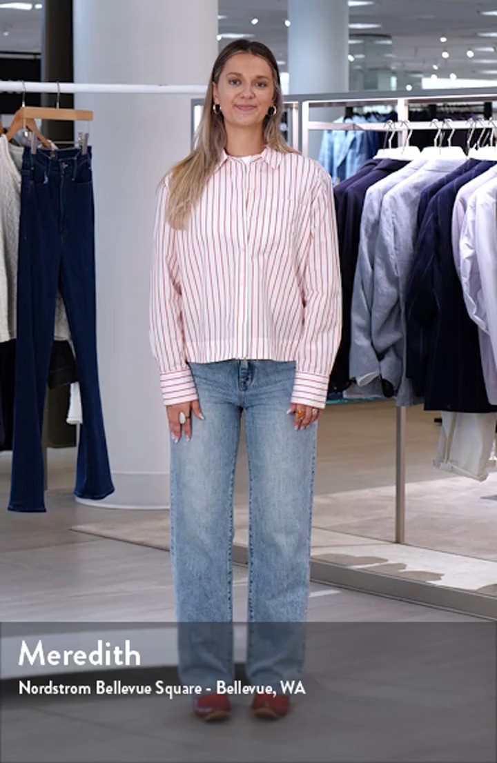 Long Sleeve Drop Hem Button-Up Shirt