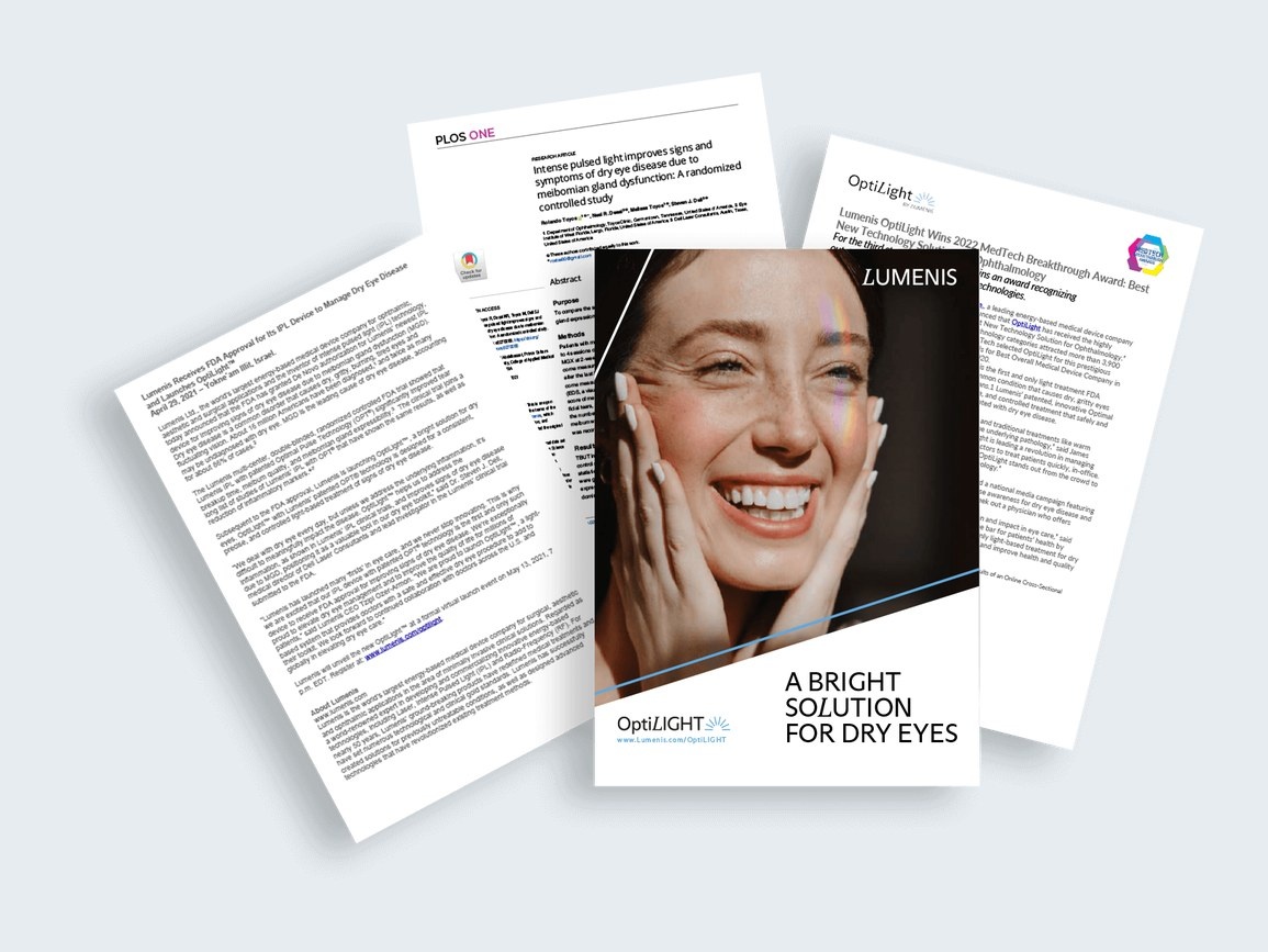 Lumenis OptiLight clinical literature, including a published IPL study and the patient brochure