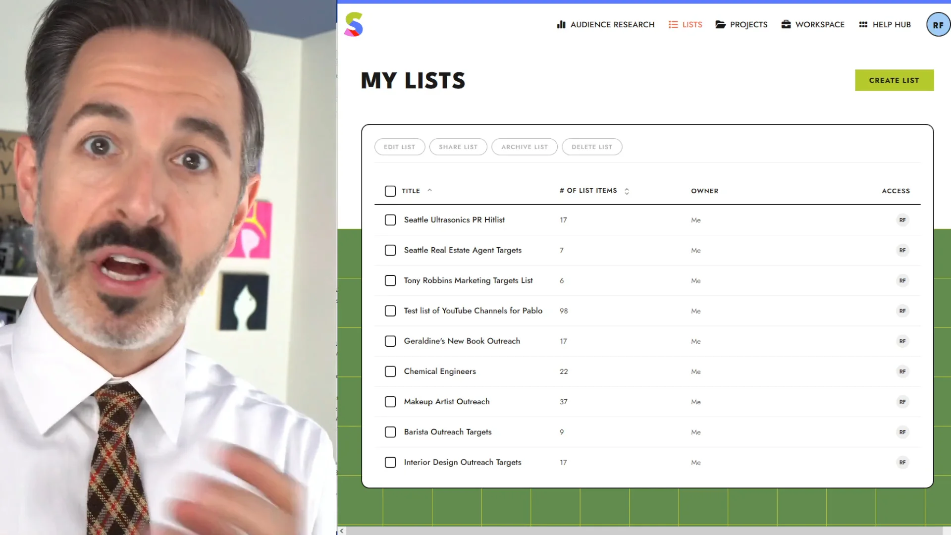 How Lists Work in SparkToro
