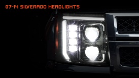 LEDHDL2375 - 2007-2014 Chevrolet Silverado 1500 2500 3500 HD LED Headlight Assemblies w/ Sequential Turn Signals - DOT FMVSS 108 - SAE VOR HL I5 P