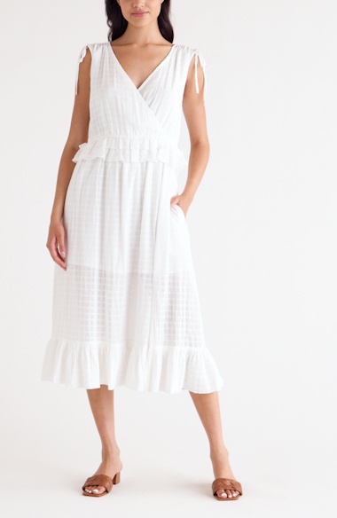 white christmas dresses Esmeralda DITSY FLORAL PRINT RUFFLED MIDI DRESS main image 0