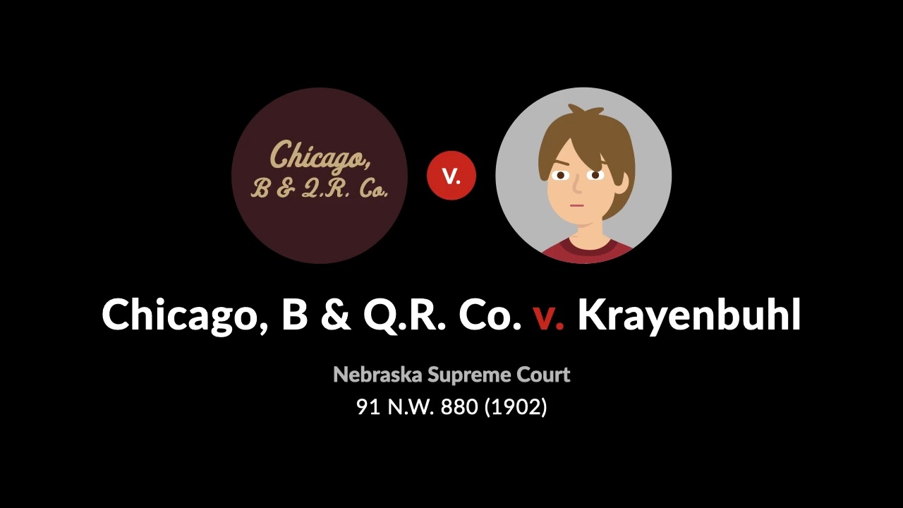 Chicago, B. & Q. R. Co. V. Krayenbuhl, 65 Neb. 889 (1902): Case Brief ...