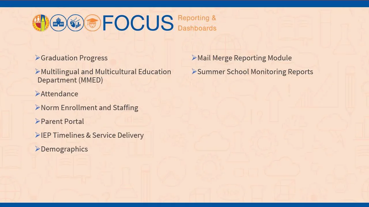 Focus Reporting & Dashboards / Home