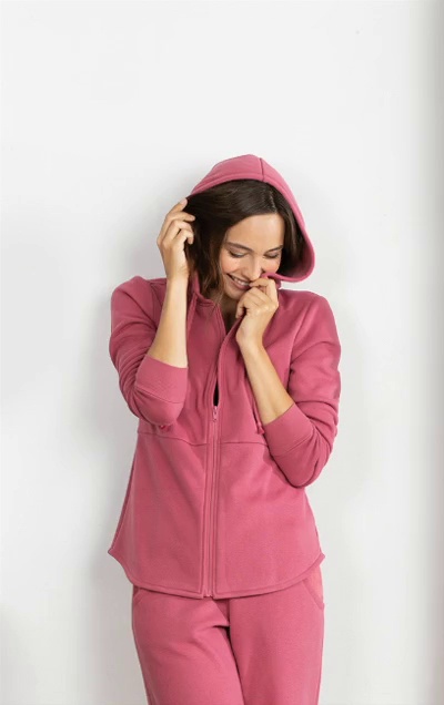 Sexy & Sweet 4-Piece Pajama Set - Pink & Black XLG in Women's Jersey, Pajamas for Women