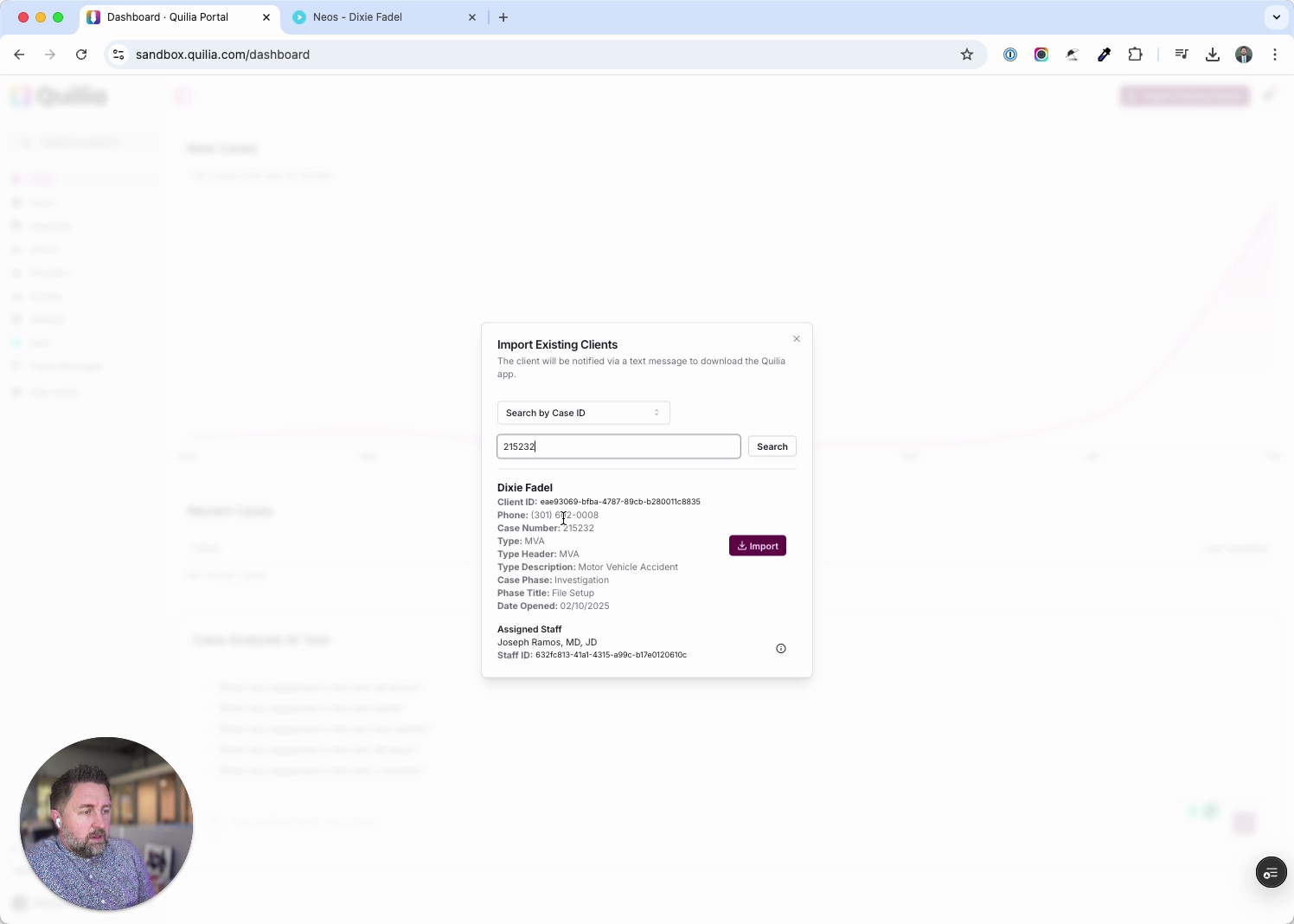 Adding Existing Clients from Neos into Quilia