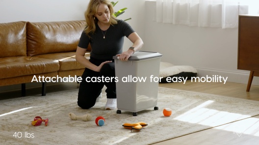 IRIS USA Airtight Dog & Cat Food Storage Container with Casters & Scoop, Gray