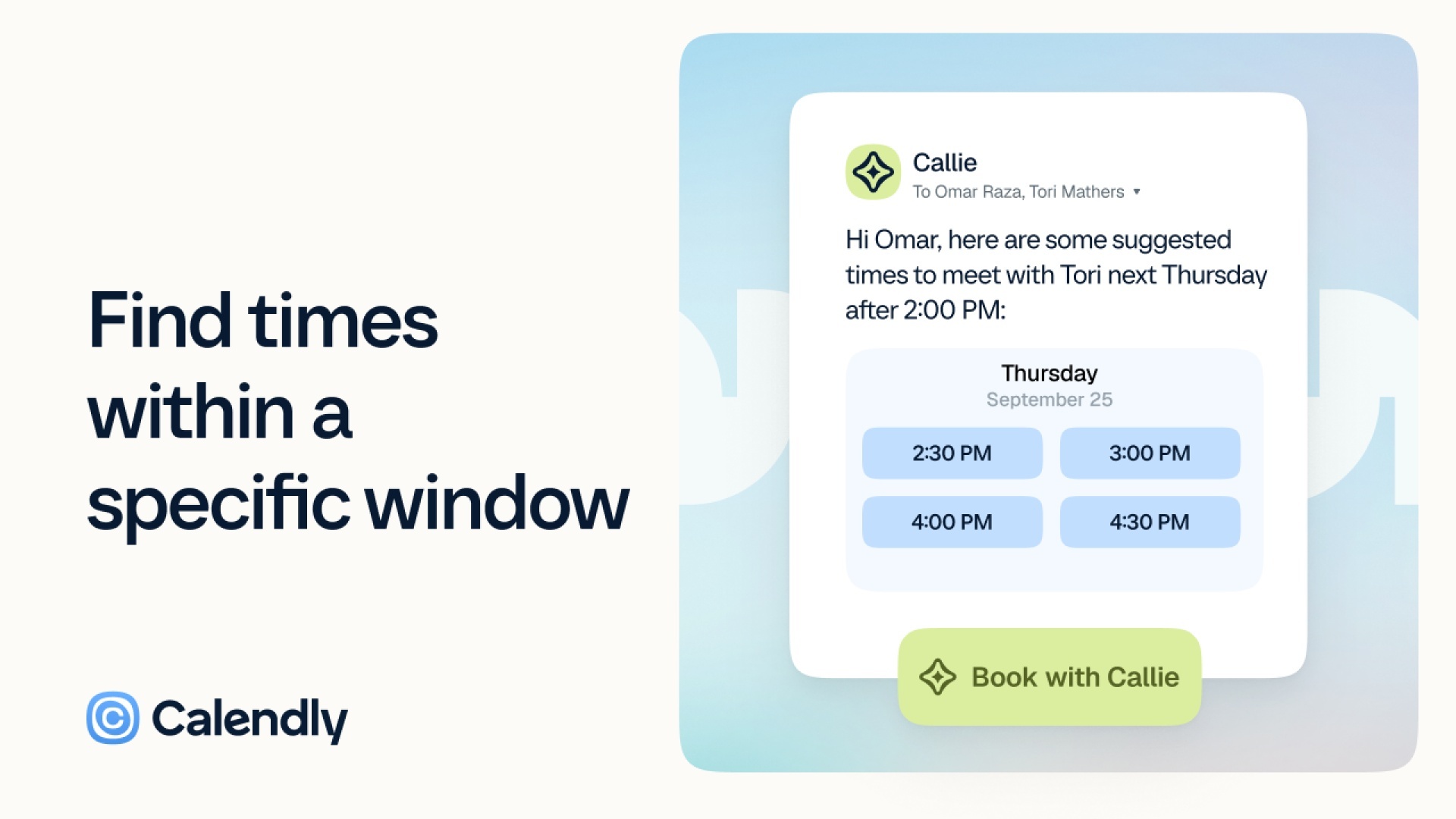 Find times within a specific window