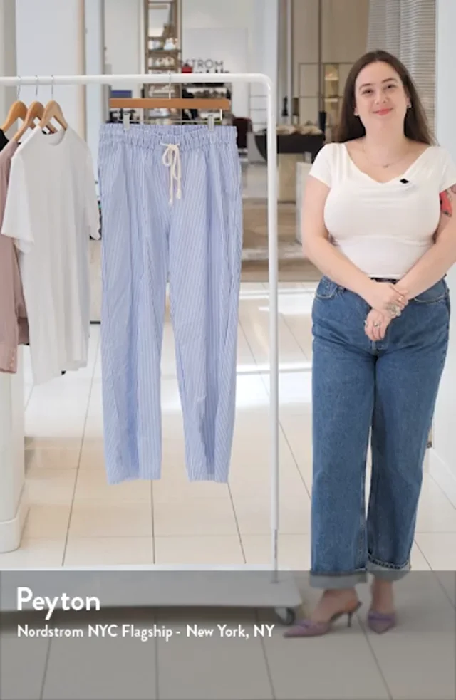 【BAON】Mthin Stripe Wide Cotton Pants Casual Striped Wide Leg Pants – COMMENSE