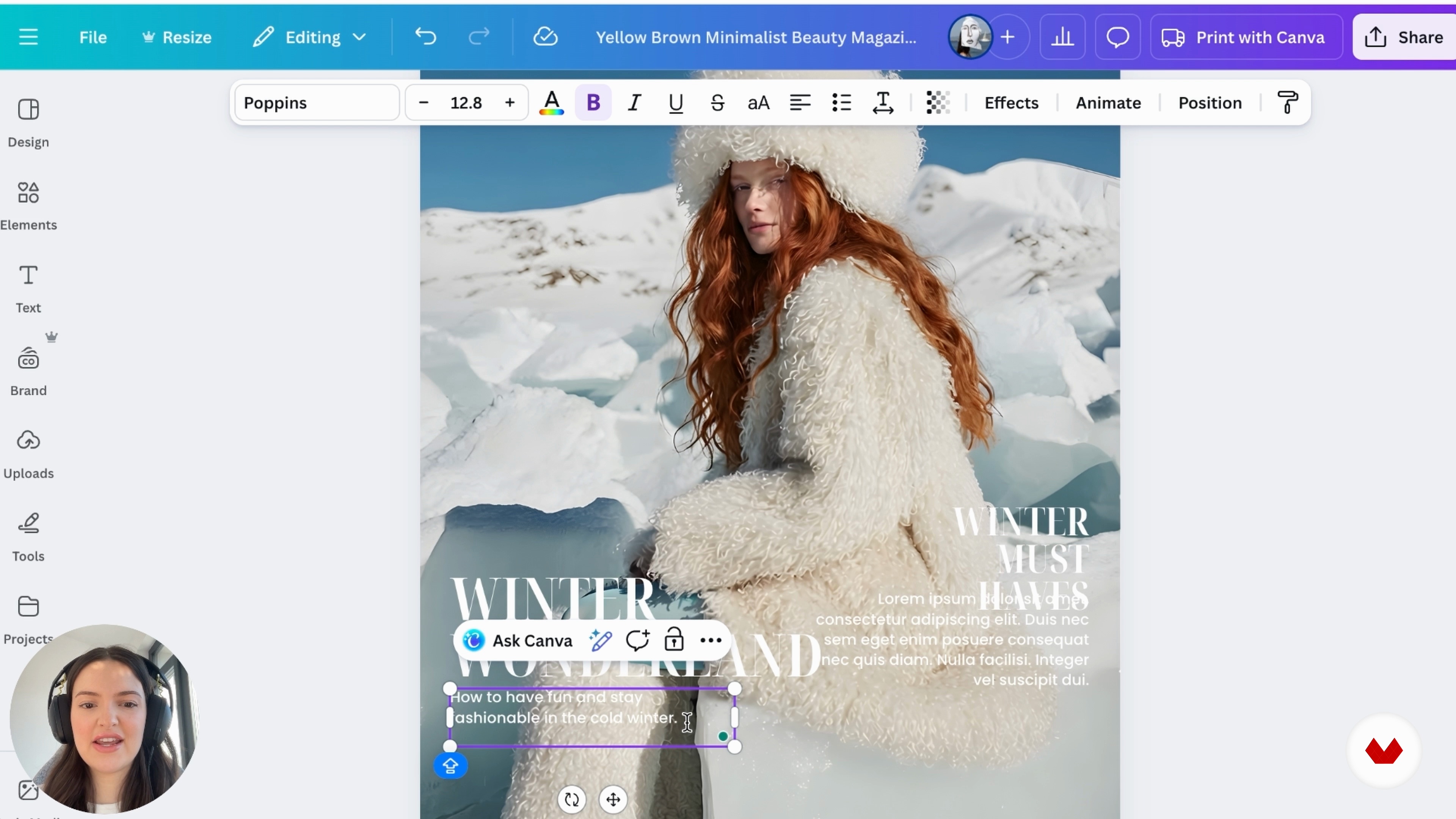 Criar a capa da revista com texto