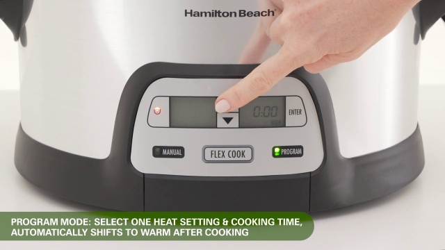 Hamilton Beach 33861 Portable Programmable Slow Cooker, Dishwasher Safe  Crock, 6 Qt, FlexCook Dual Digital Timer/2 Heat Settings, Lid Lock for Easy