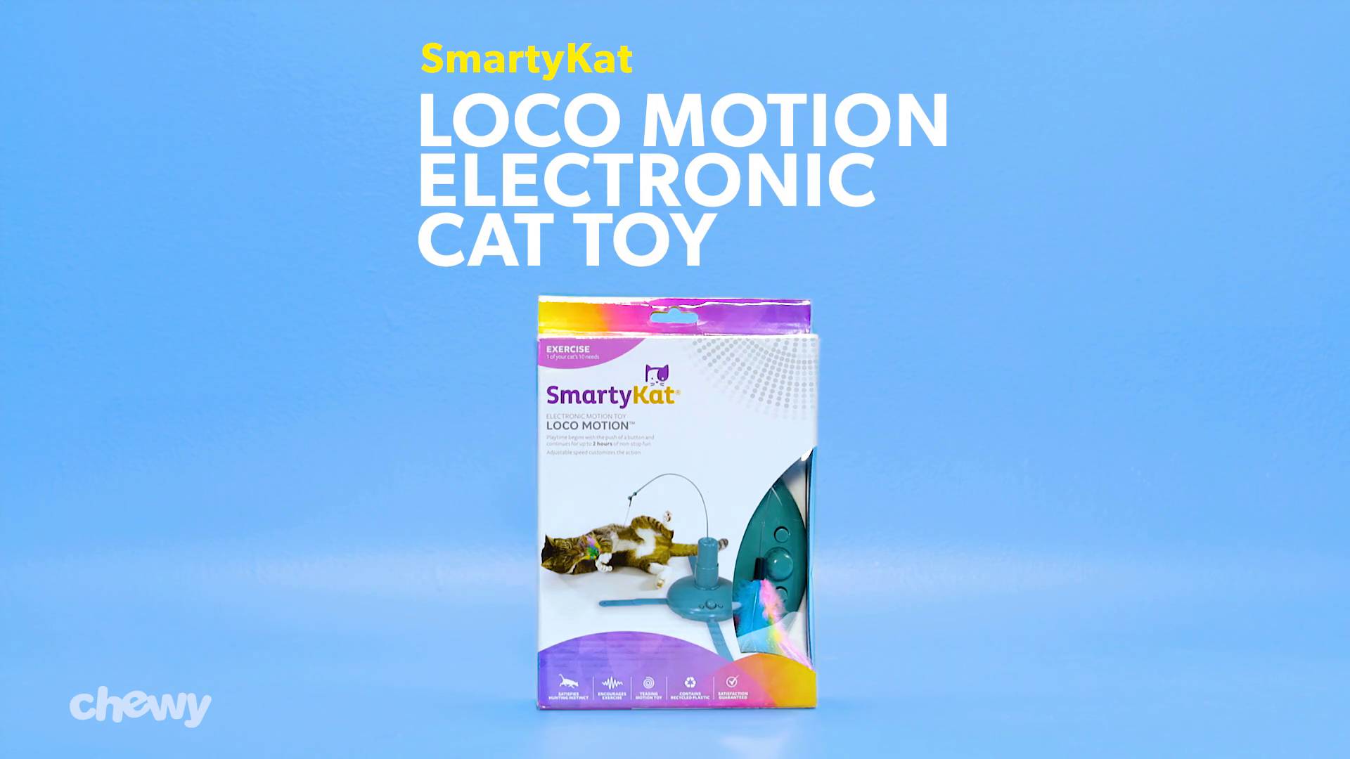 Battery Powered Loco Motion Adjustable Speed with Feathers Interactive Wand Electronic Motion Cat Toy New Version