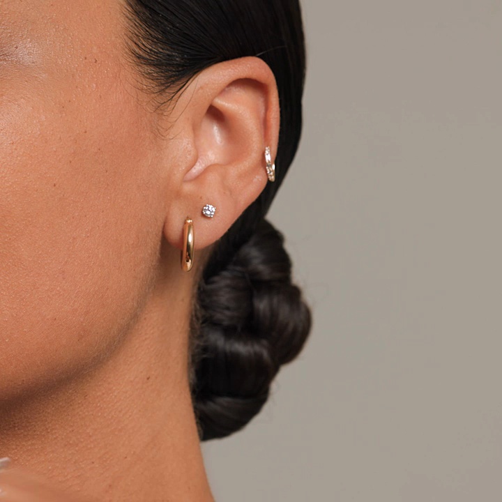 14K Yellow Gold 3mm Huggie Perfect Hoop Earrings