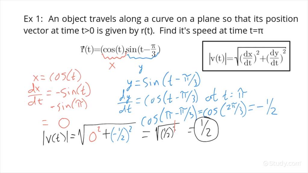 Determining Speed Of A Particle Moving Along A Curve In The Plane Defined Using Vector Valued