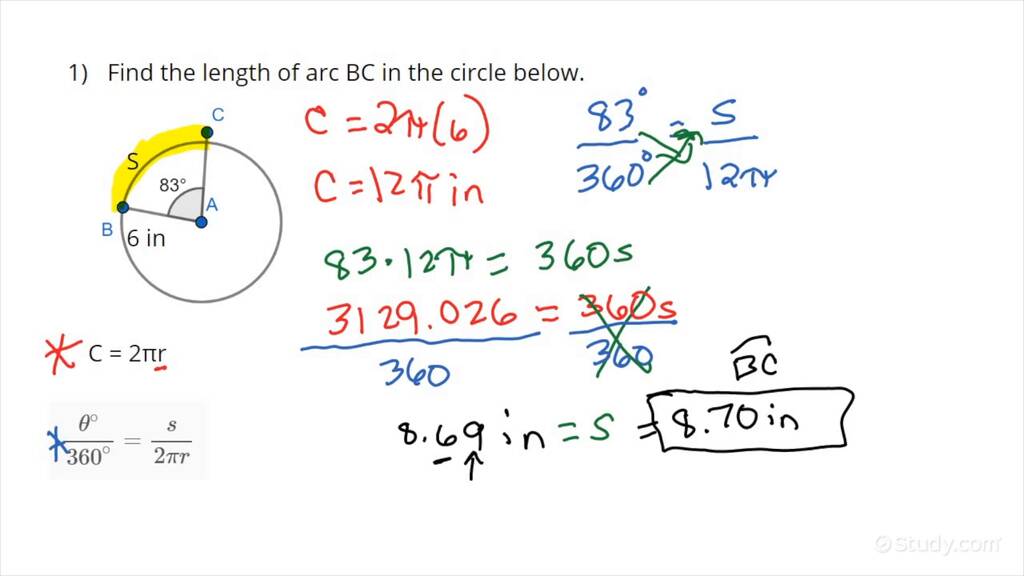 How To Find Arc Length From Subtended Angle Geometry 0977