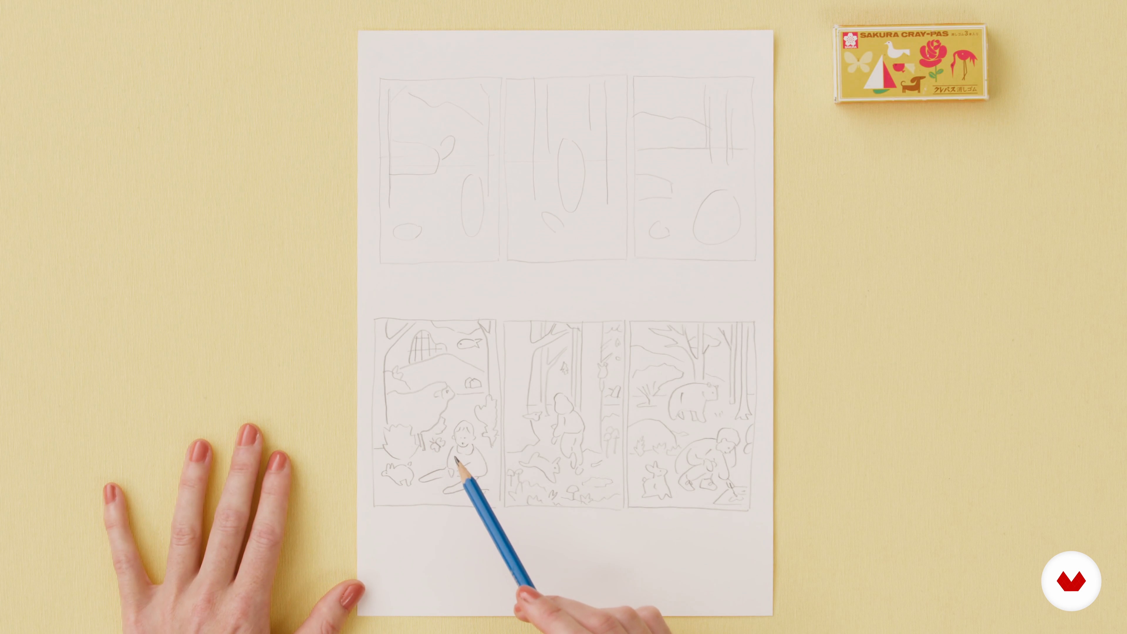 Composition et crayonnés: croquis schématiques