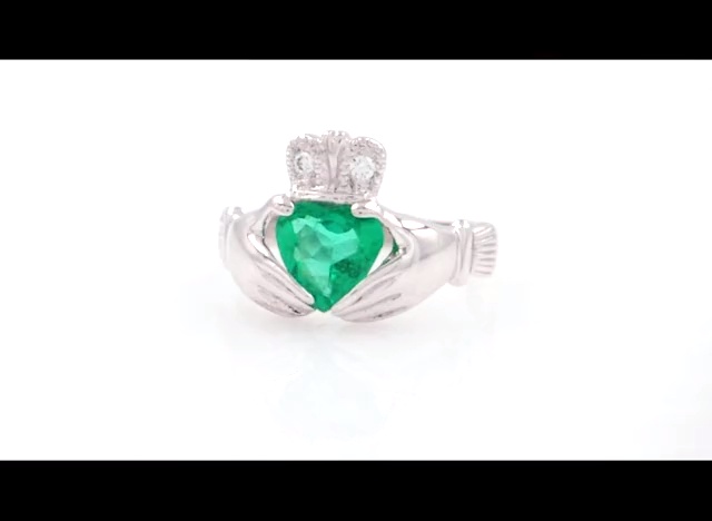 1ct  Emerald Claddagh Ring Video