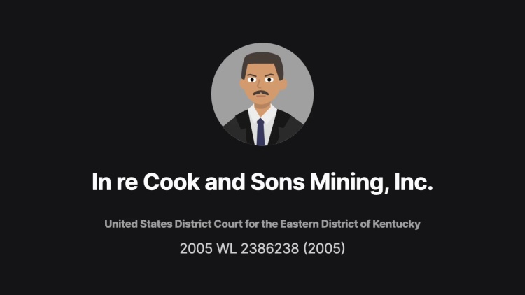 In re Cook and Sons Mining, Inc.