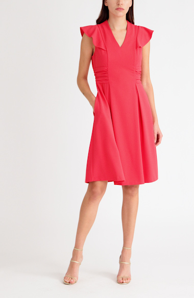 Tahari flutter shop sleeve dress