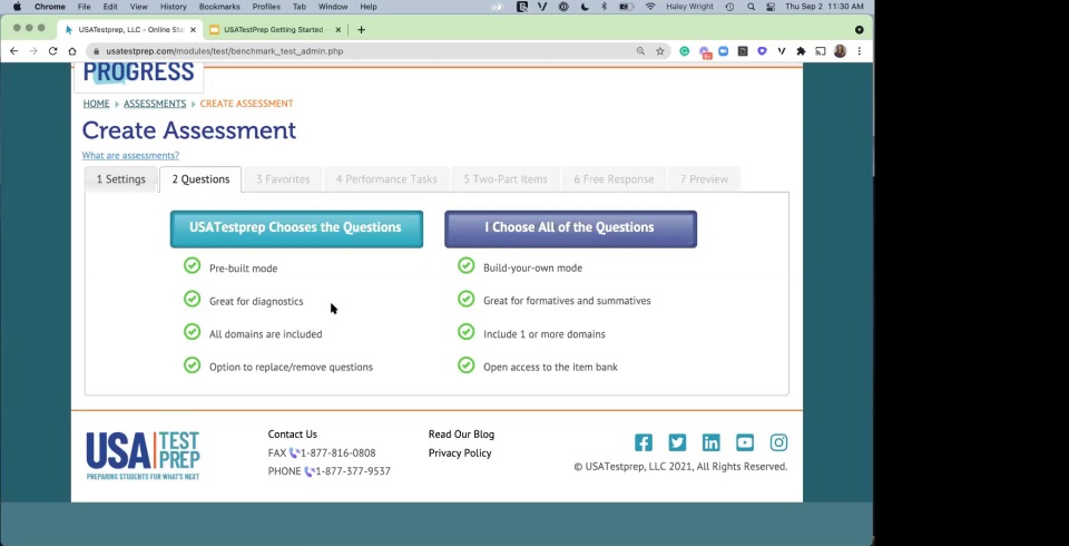 Screenshot from Getting Started with USATestPrep video