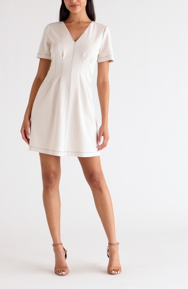 contrast flare dress Buy Orelia Contrast Detail Fit And Flare Dress-Beige Color | Dress for  Women main image 0