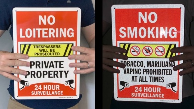 No Smoking Marijuana Prohibited Surveillance Sign