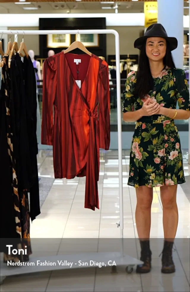 Socialite Stripe Long Sleeve Satin Wrap Dress Nordstromrack