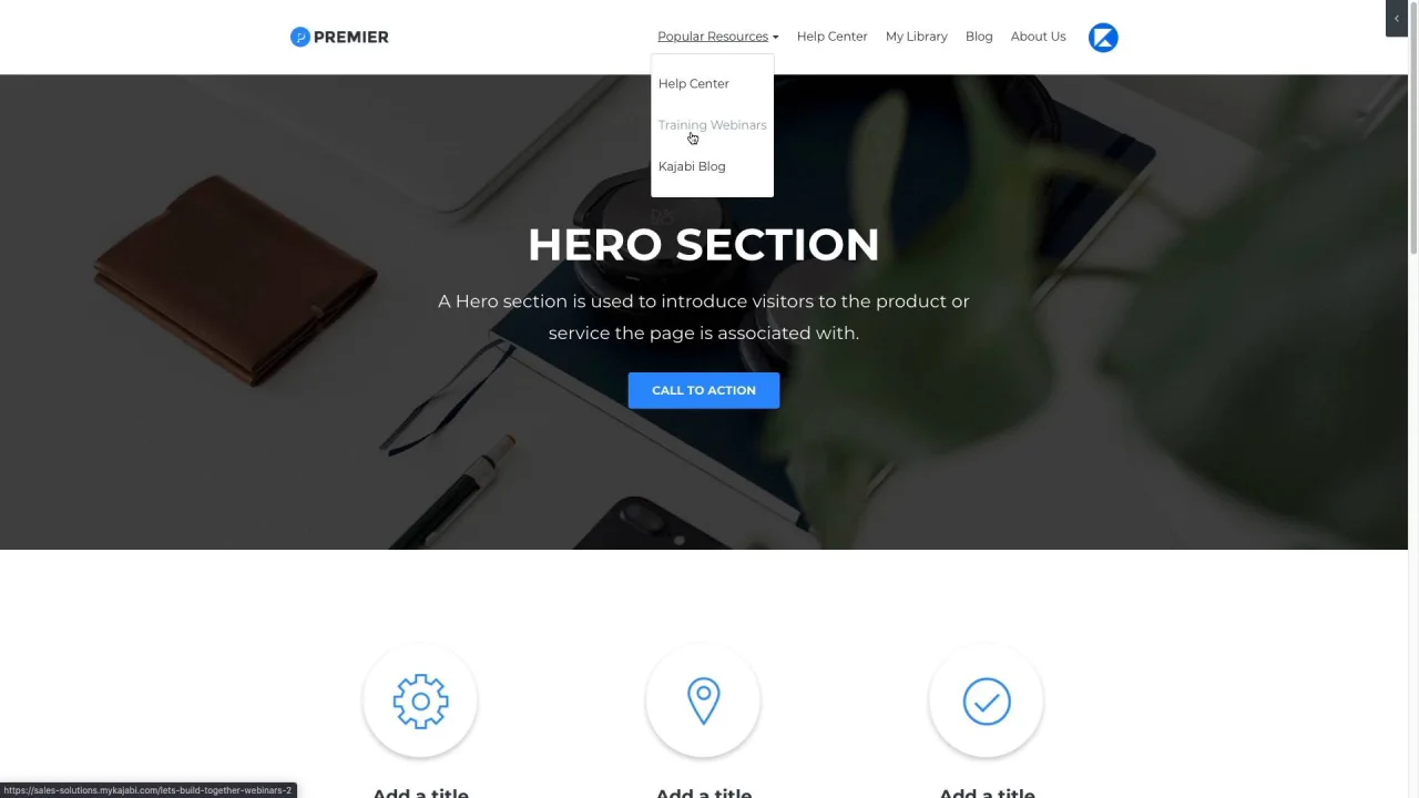Add a dropdown menu to a header with Premier - Kajabi