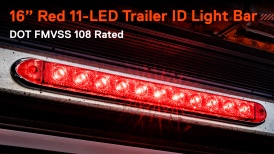CAZLEDTBL1511-RD - 16-Inch 11-LED Red Trailer Identification ID Tail Light Bar Strip - DOT FMVSS 108 - SAE P2