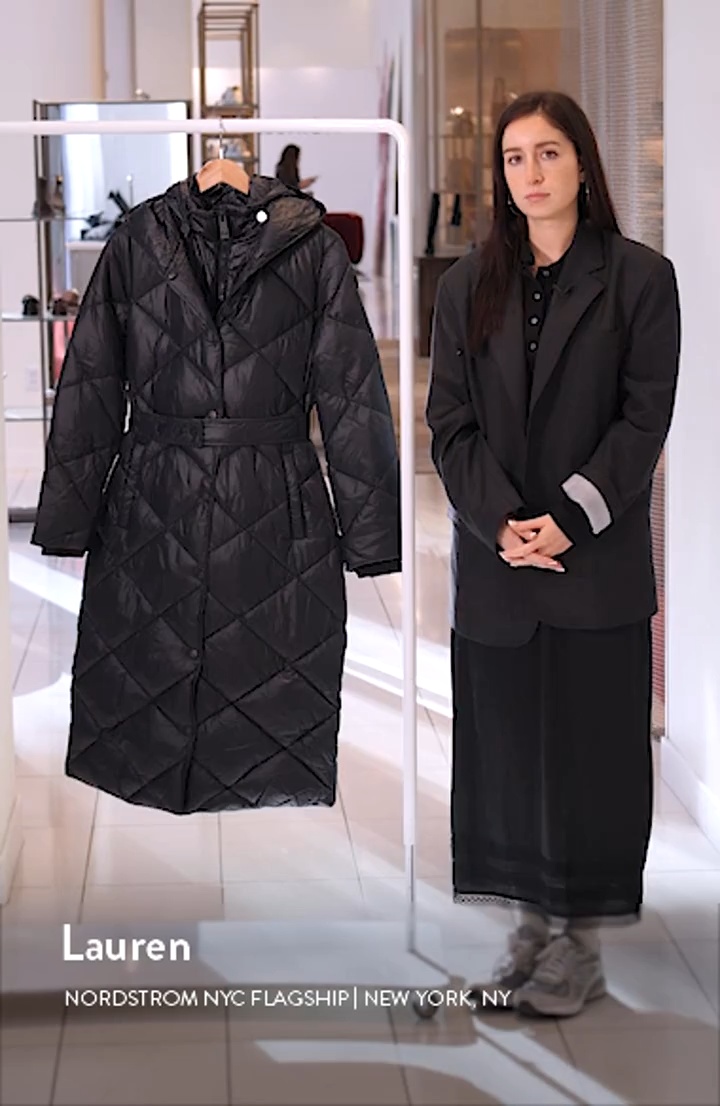 Amiyah Belted Diamond Quilt Longline Jacket (Women) | Nordstromrack