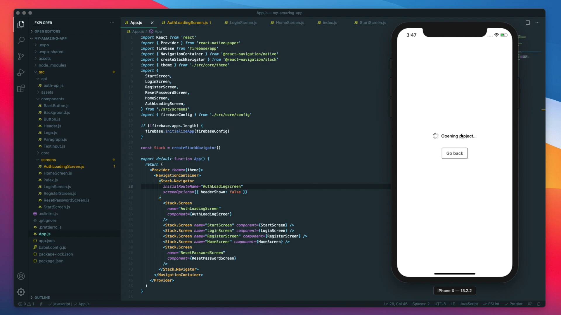 how to make a loading screen in react native