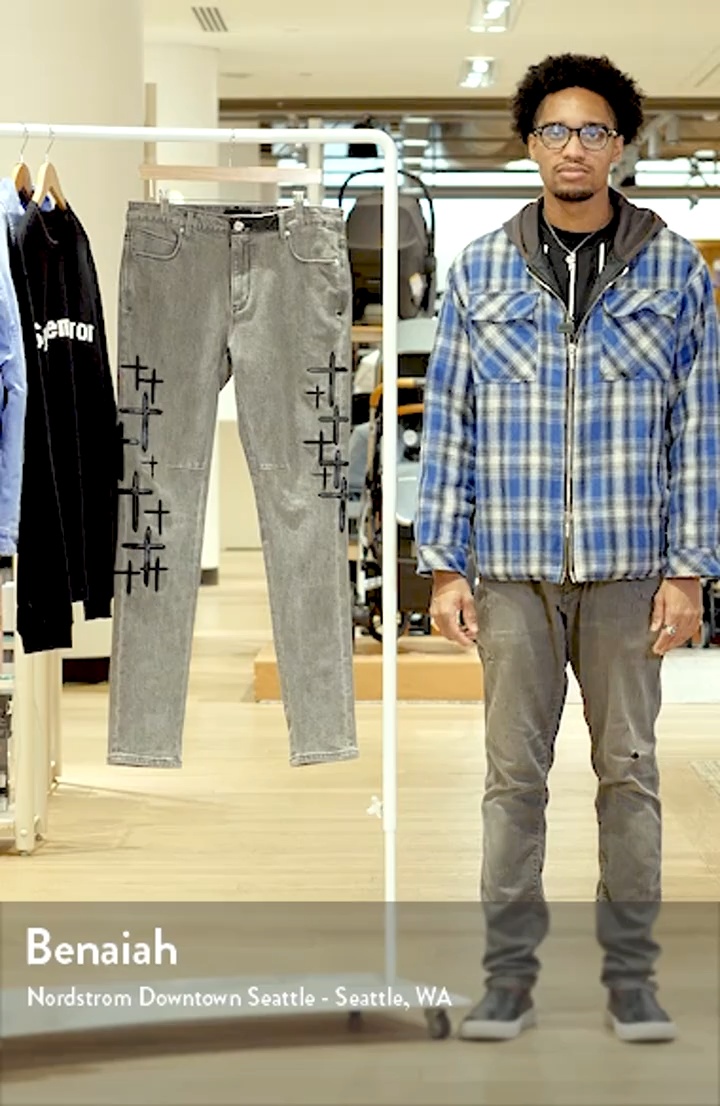 RtA Bryant Clouded Mist Cross Skinny Jeans | Nordstrom