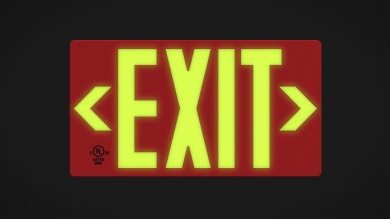 Red Arcylic Photoluminescent Exit Sign