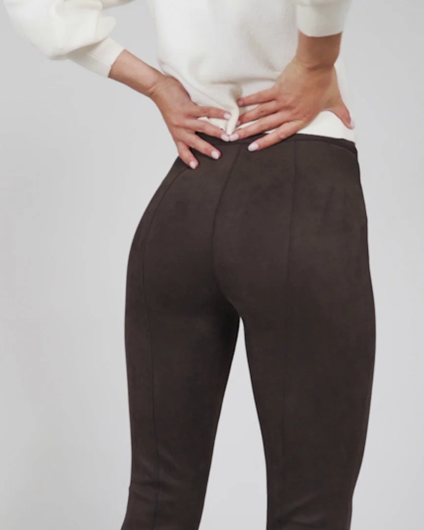 FAUX-SUEDE FLARE PANTS in Brown Multi