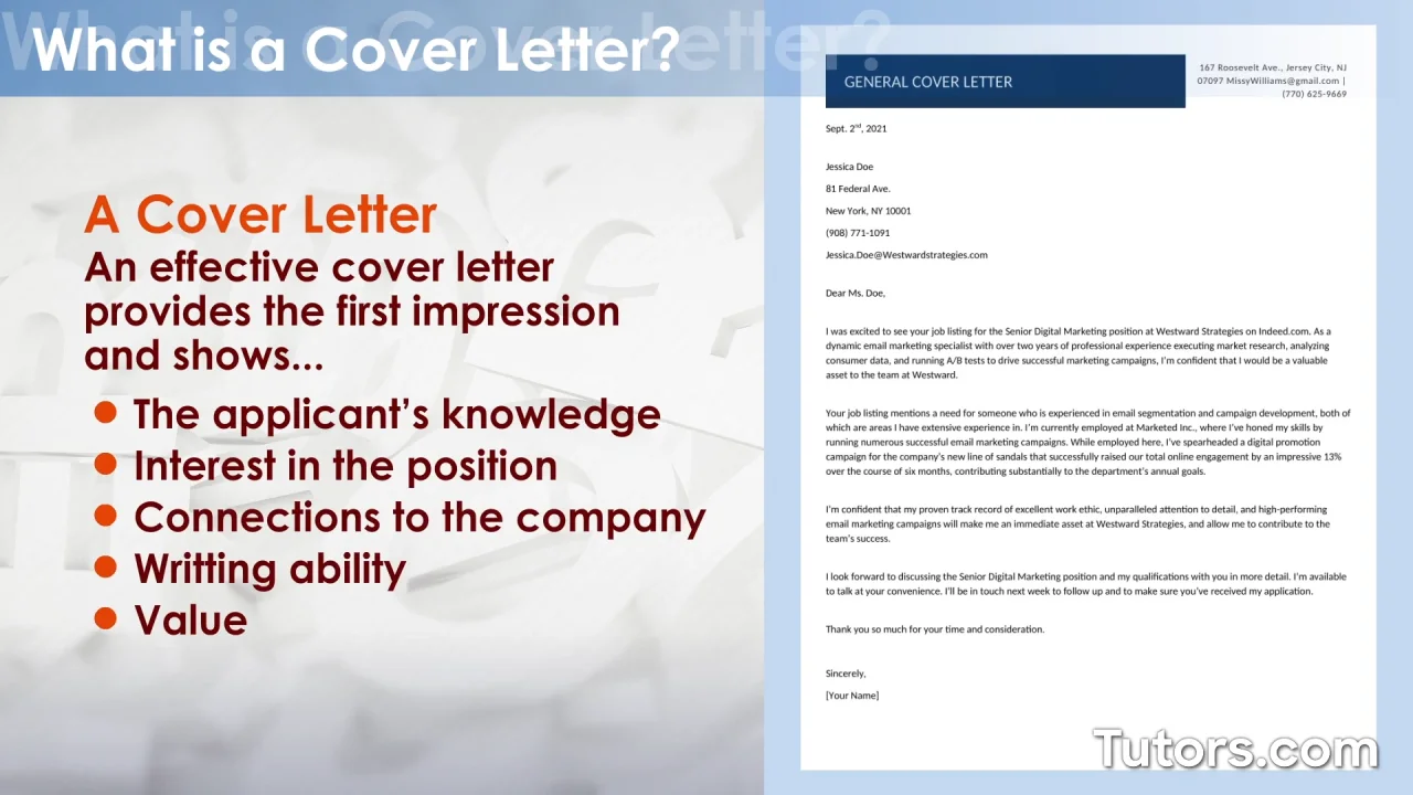 job application email cover letter