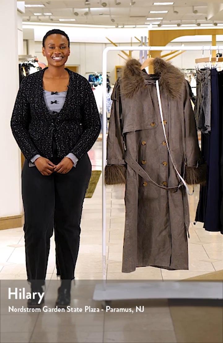 JADED LONDON Vania Oversize Faux Fur Hooded Trench Coat | Nordstrom