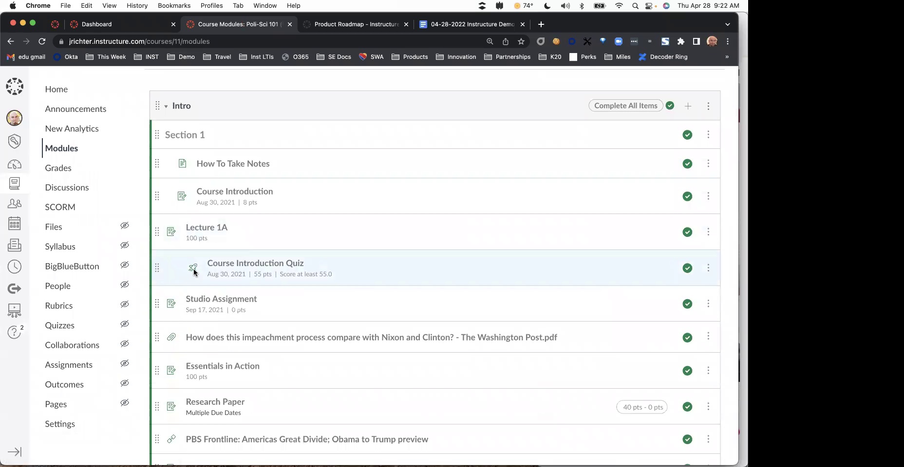 Educause Demo Day Canvas Demo Instructure