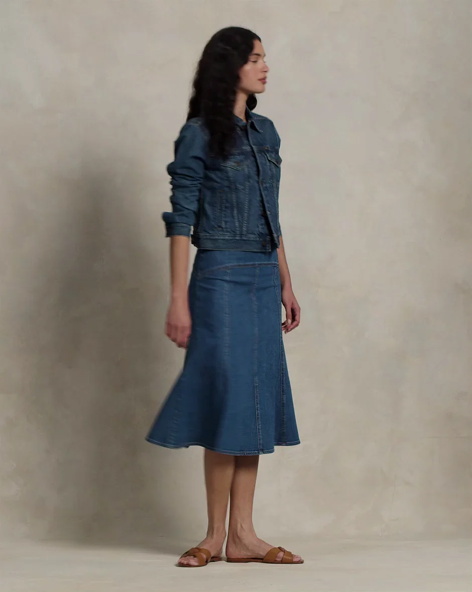 Polo Ralph Lauren Denim Paneled A-Line Skirt | Nordstrom