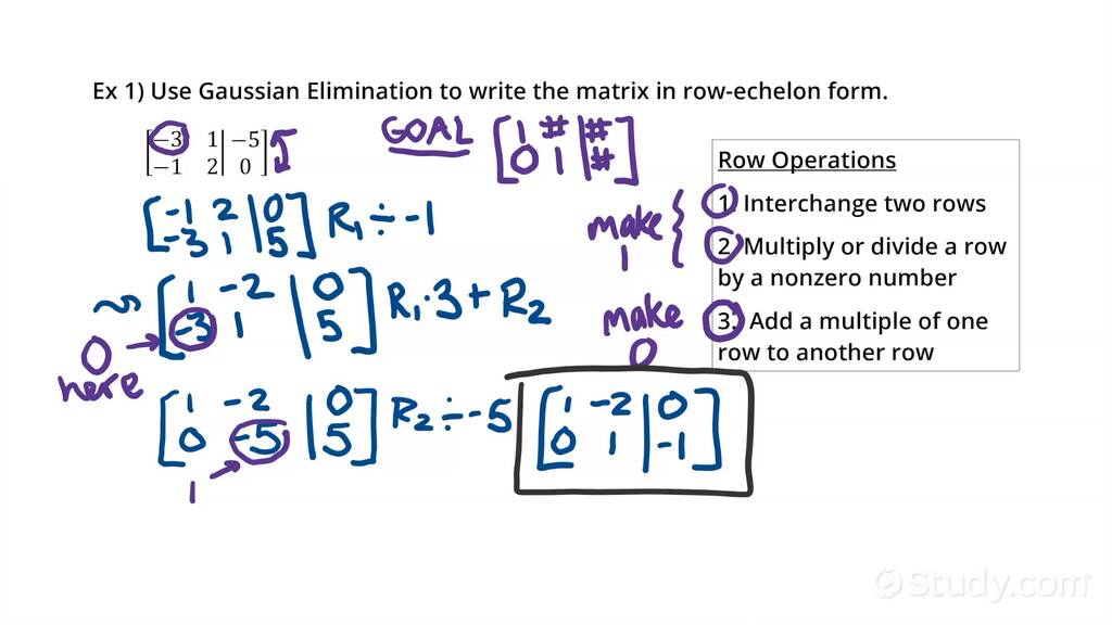 Converting to Row-echelon Form Using Gaussian Elimination | Precalculus ...