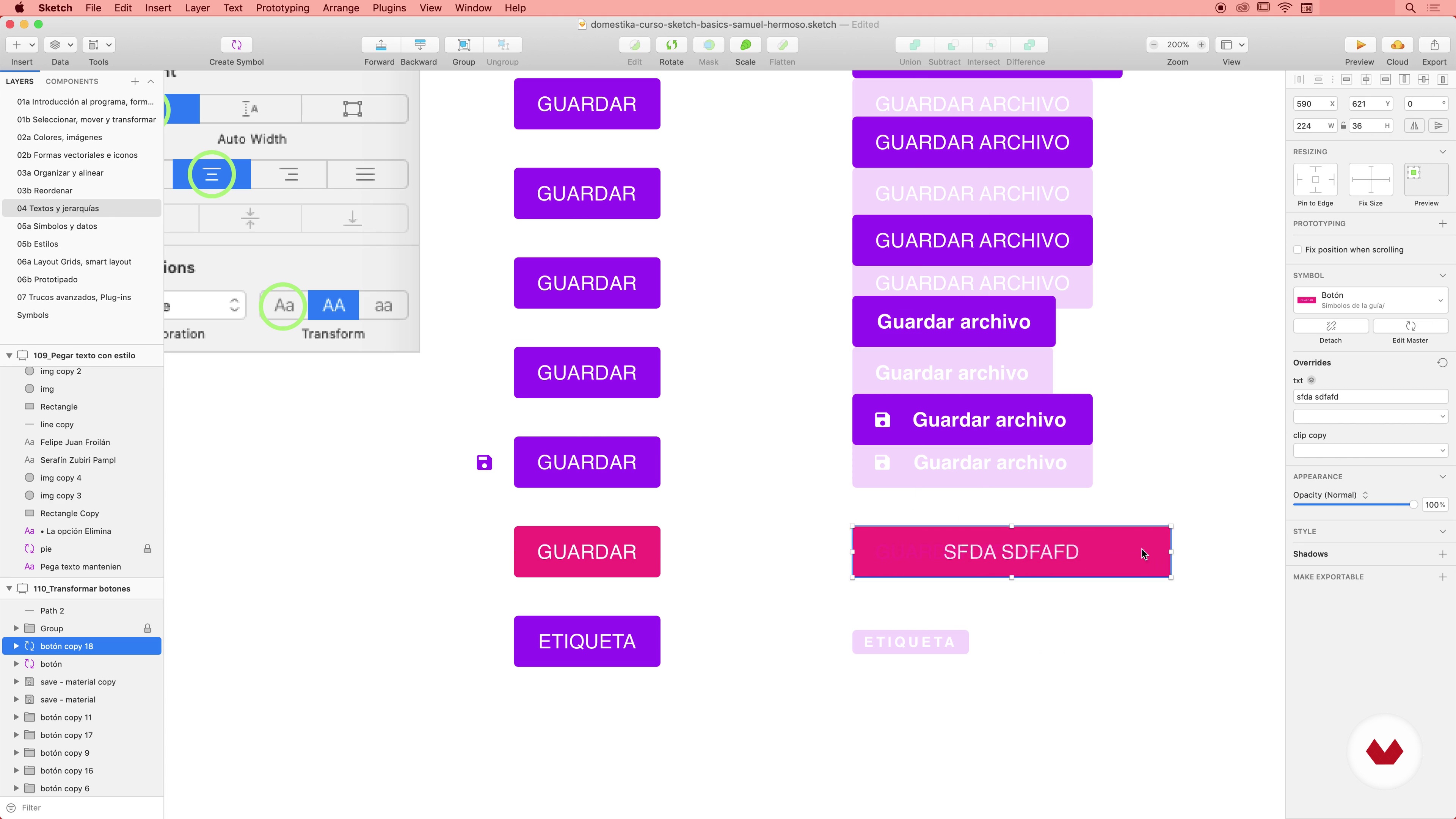 Transformar Botones | "Curso 4: Textos Y Jerarquías" (samuelhermoso ...