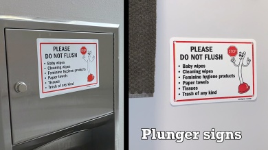 Please Do Not Flush Baby Wipes Sign