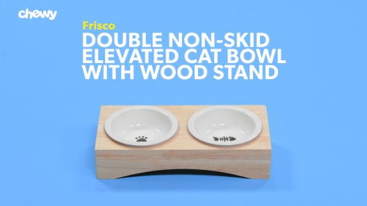 FRISCO Double Elevated Cat Bowl with Wood Stand, 0.5 cup 