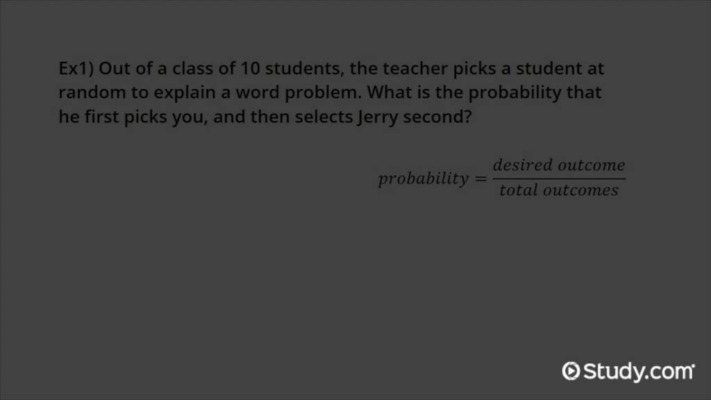 Calculating Probabilities of Draws Without Replacement Algebra