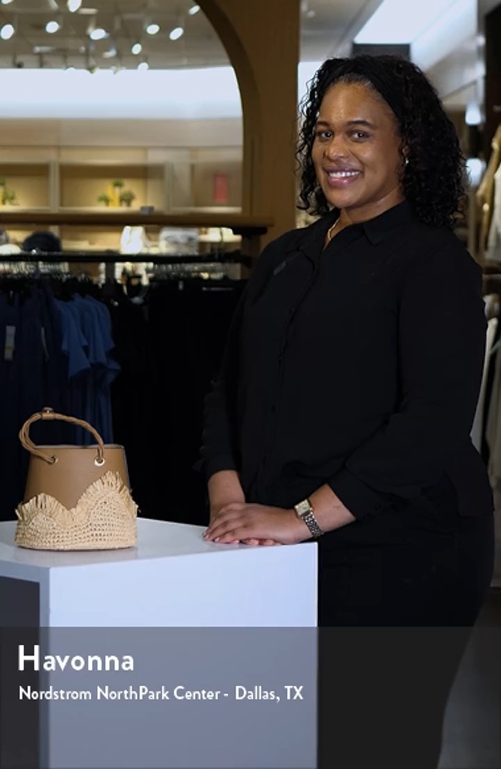 Cult Gaia Jojo Leather & Raffia Top Handle Bag | Nordstrom