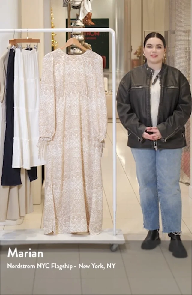 Halogen® Print Long Sleeve Maxi Dress Nordstrom